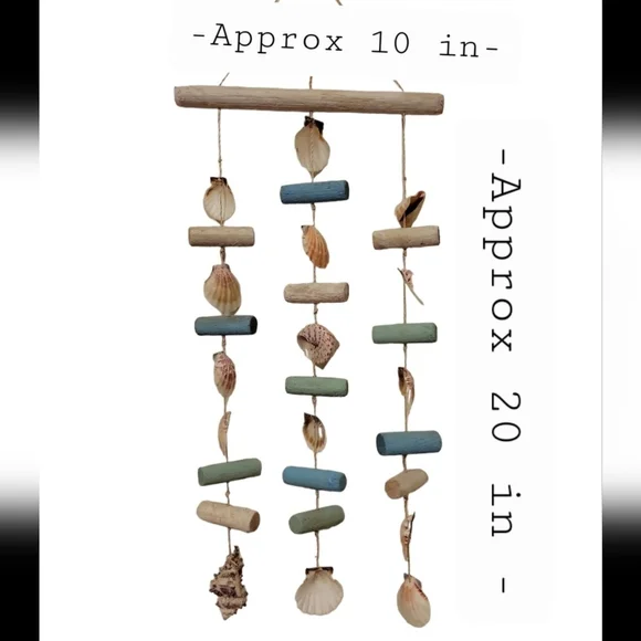 Handmade Natural Seashells wood Wind chime house decoration Large 10x 20 inch - Picture 3 of 7